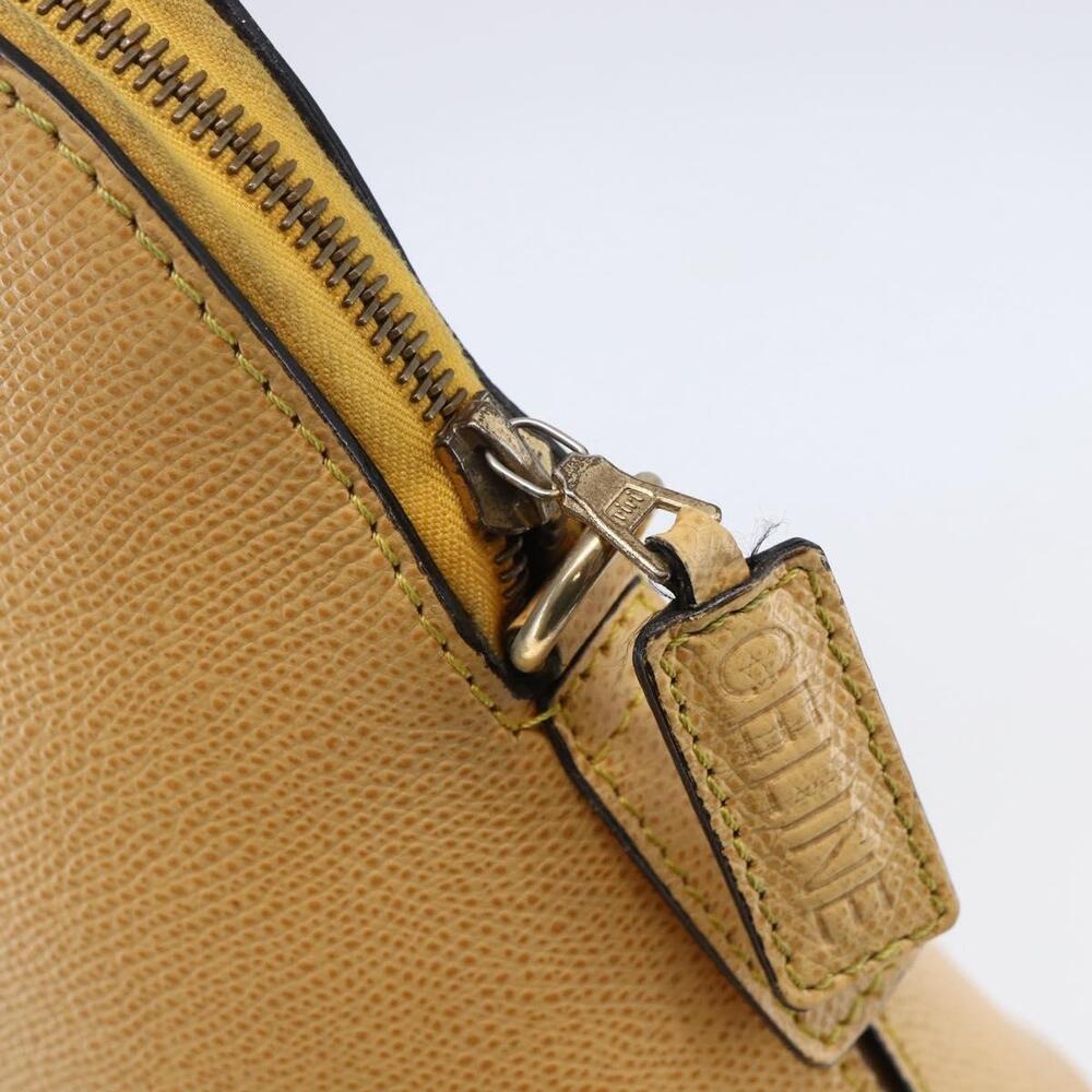 CELINE Hand Bag Leather 2way Yellow Gold Auth bs29816 - Picture 10 of 16
